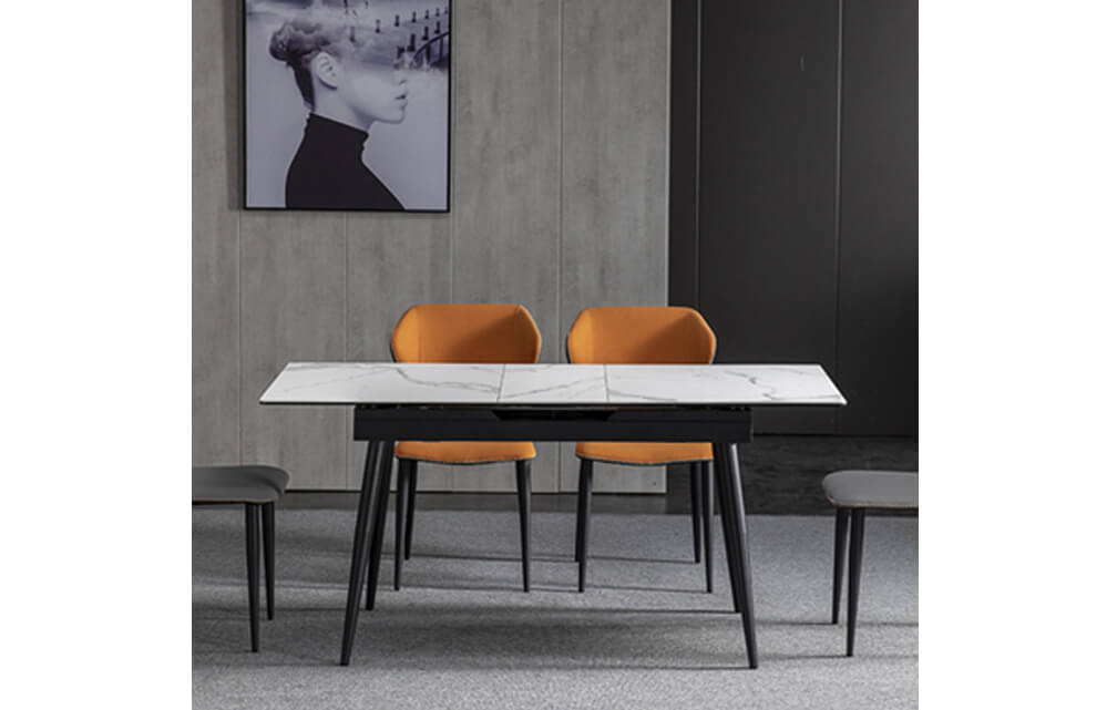 dining table-Rectangle Italian sintered stone extendable dining table for small household