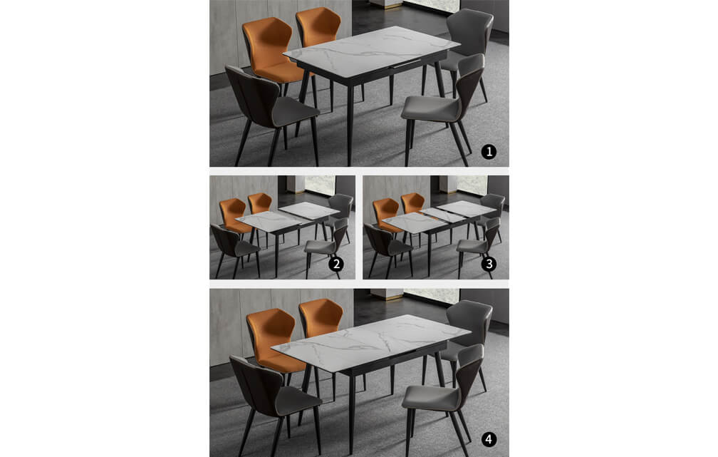 dining table-Rectangle Italian sintered stone extendable dining table for small household