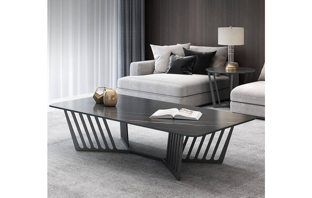 coffee table-Modern rectangle sintered stone coffee table light luxury table 