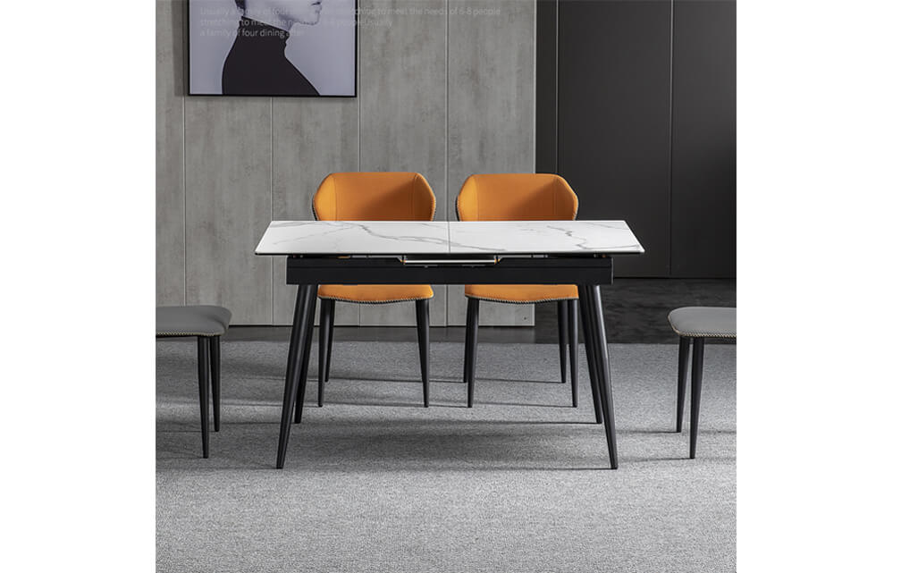 dining table-Rectangle Italian sintered stone extendable dining table for small household