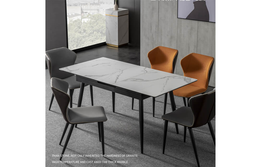 dining table-Rectangle Italian sintered stone extendable dining table for small household