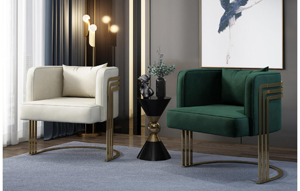 chair-Velvet cushion accent chair for living room