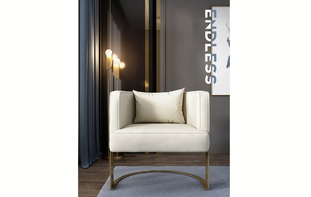 chair-Velvet cushion accent chair for living room