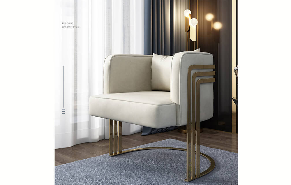 chair-Velvet cushion accent chair for living room