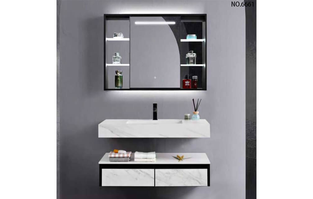 Floating Medicine Hotel Ceramic Sink Sintered Stone SurfaceBathroom Wall Mirror Vanity