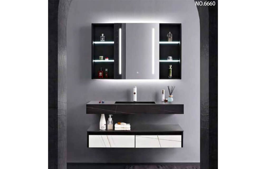 Floating Medicine Hotel Ceramic Sink Sintered Stone SurfaceBathroom Wall Mirror Vanity